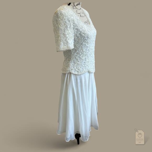 Vintage Brilliante by J.A. Ivory Beaded Sequin Formal Dress P/S - Picture 4 of 10